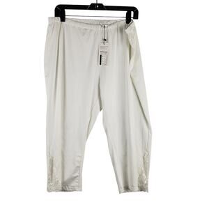 Meaneor Women's‎ 3XL High Rise Lace Accent Pull On Capri Pants White Coastal New